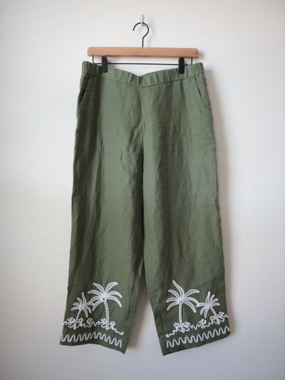Charter Club Linen Pants with Embroidery | M